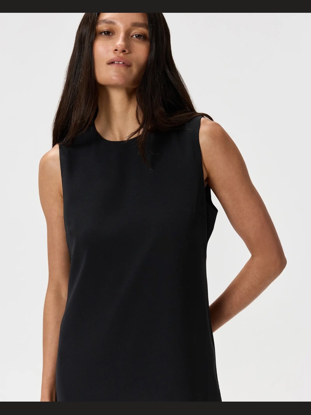 Quince Fluid Crepe Sleeveless Mini Dress Black- Textured sz XL NWT Ret $110